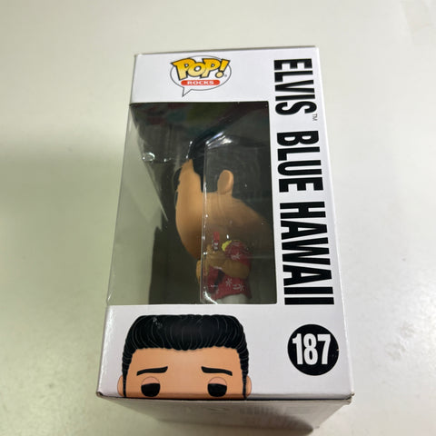 BOX FLAWS VIEW PHOTOS Elvis Blue Hawaii -  Funko Pop 187 Vinyl Figure (11.4 Cm L × 8.9 Cm W × 15.9 Cm H)