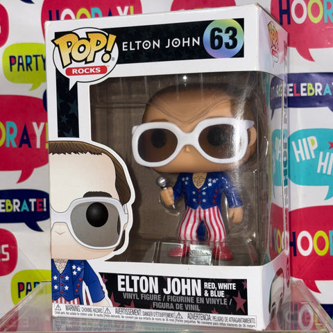 BOX FLAWS VIEW PHOTOS Elton John Red, White and Blue - Funko Pop Rocks 63