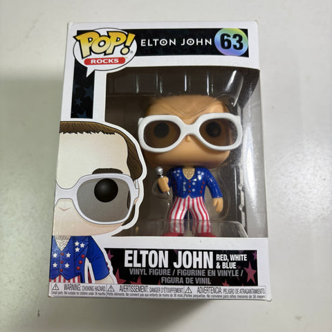 BOX FLAWS VIEW PHOTOS Elton John Red, White and Blue - Funko Pop Rocks 63