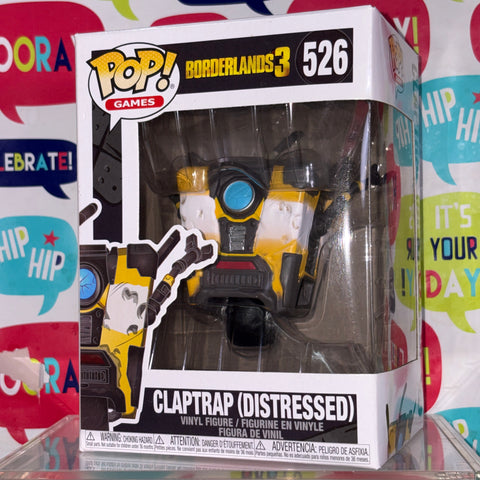 Claptrap Distressed - Borderlands Funko Pop 526 (11.4 Cm L × 8.9 Cm W × 15.9 Cm H)