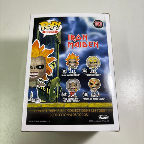 BOX FLAWS VIEW PHOTOS Iron Maiden Eddie - Funko Pop Rocks 143 Vinyl Figure